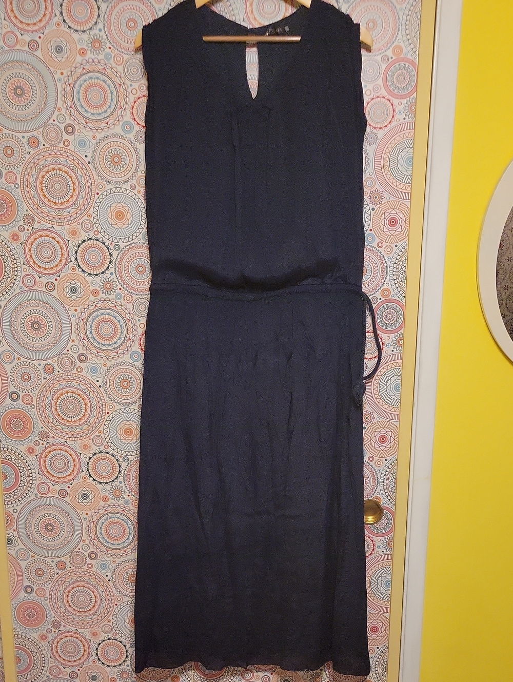 Vicbee Elegant Sleeveless Navy Blue Maxi Dress